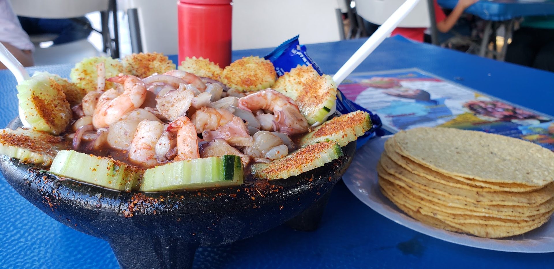 Ceviche in a molcajete